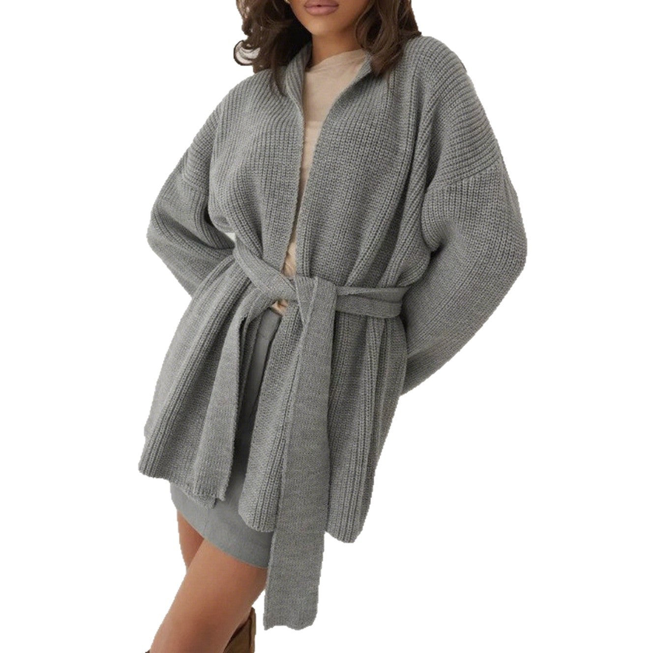 Women's Belted Knitted Cardigan Jacket