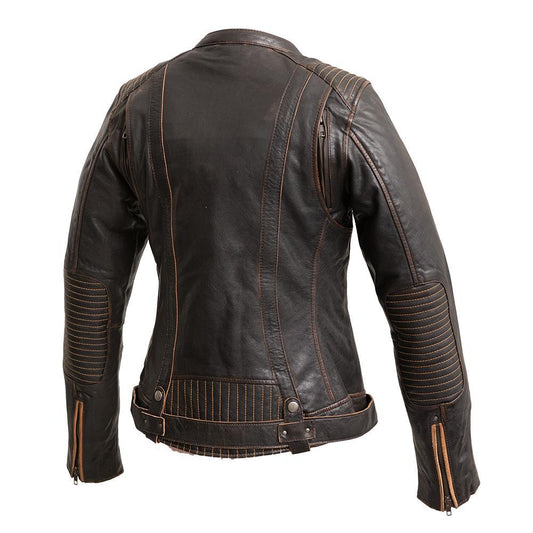 Electra Women's Premium Leather Motorcycle Jacket - Professional Biker Style - Style Queenz
