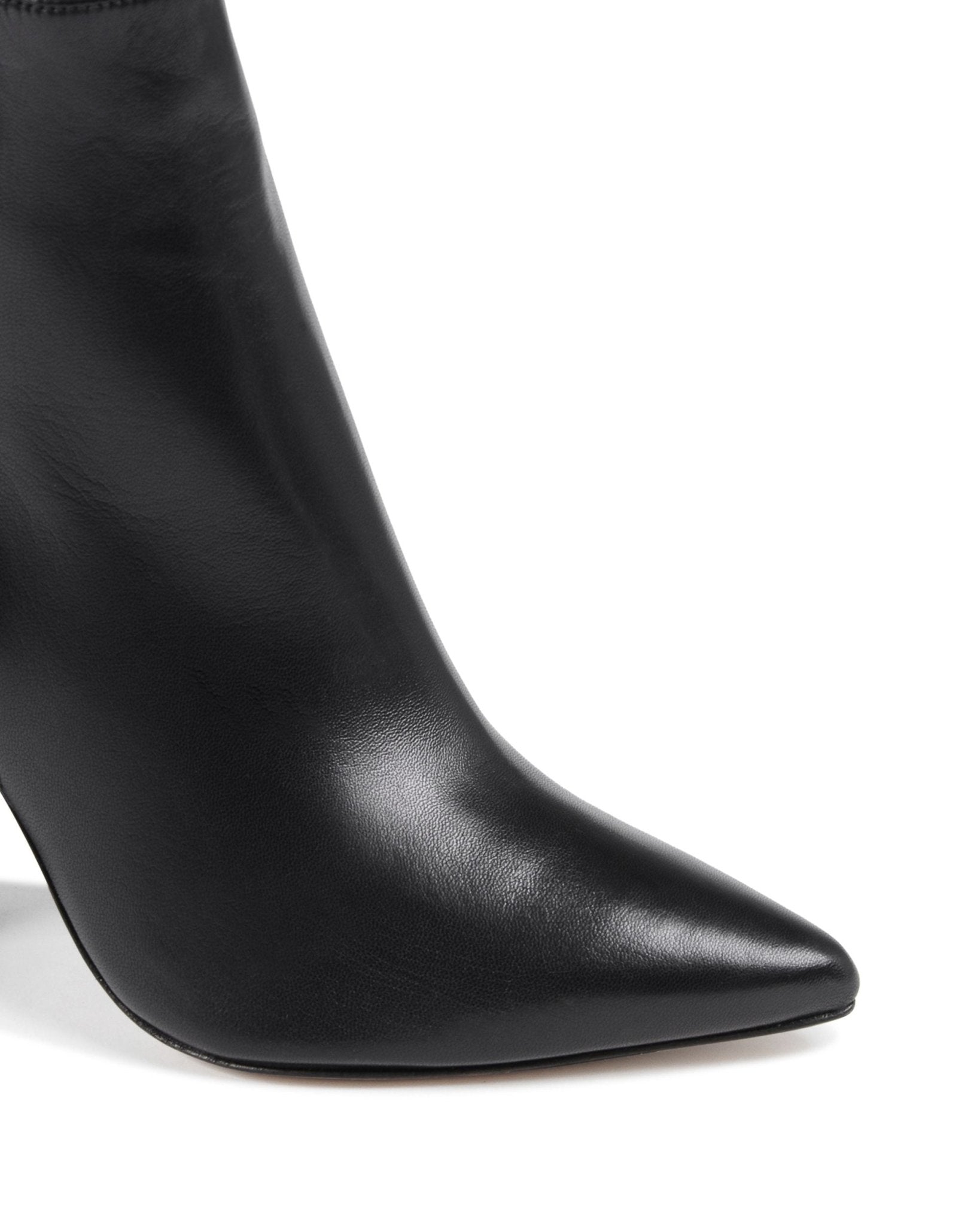 Elizabeth Ankle Boot Black - Italian Leather Pointed Toe Bootie with 10cm Heel - Style Queenz