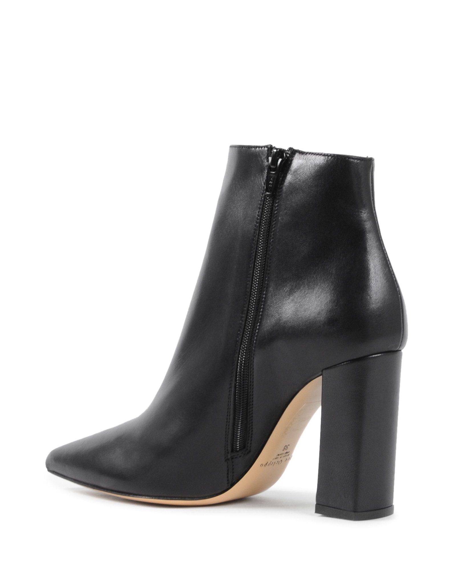 Elizabeth Ankle Boot Black - Italian Leather Pointed Toe Bootie with 10cm Heel - Style Queenz