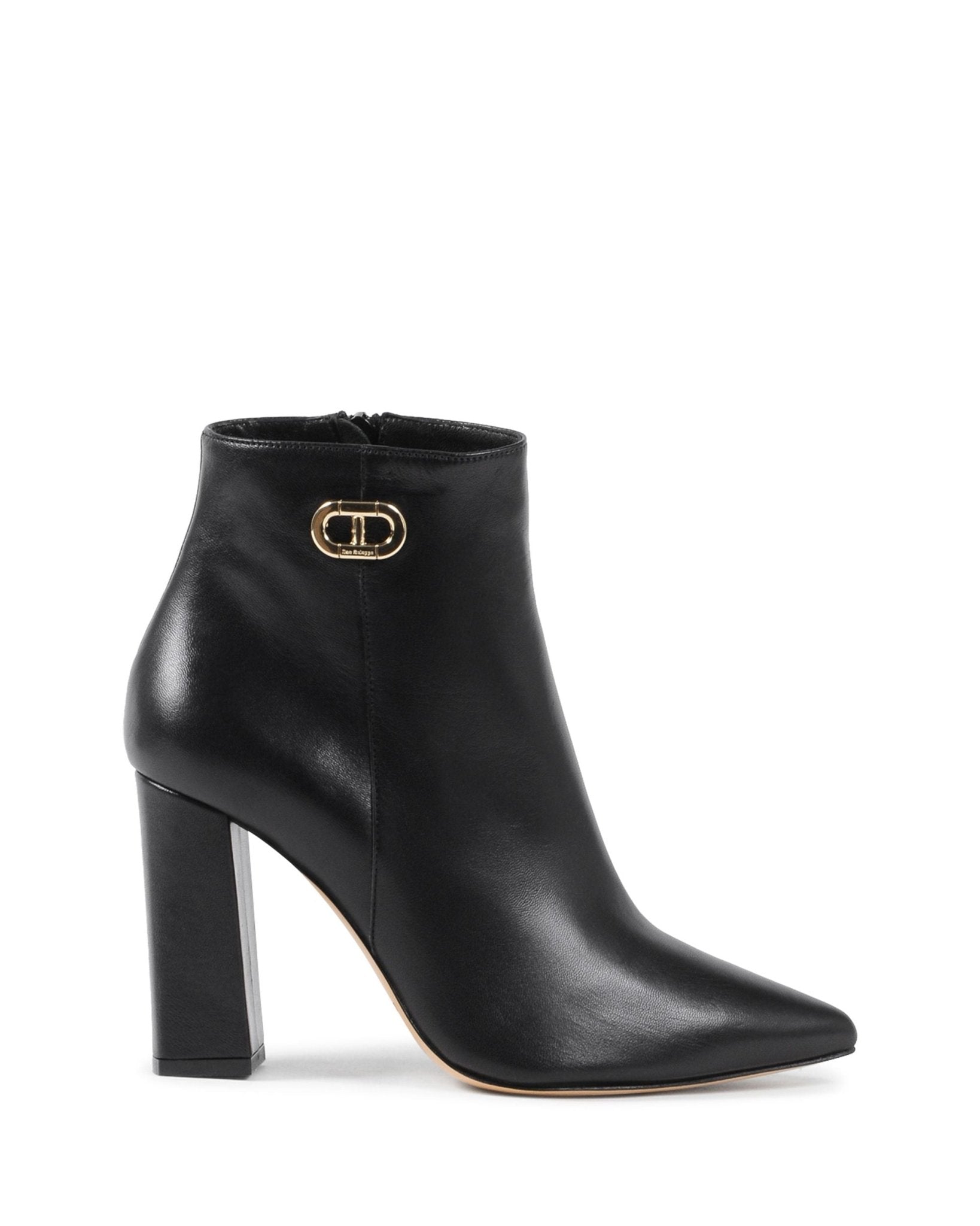 Elizabeth Ankle Boot Black - Italian Leather Pointed Toe Bootie with 10cm Heel - Style Queenz