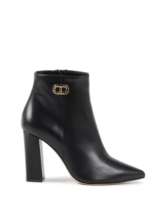 Elizabeth Ankle Boot Black - Italian Leather Pointed Toe Bootie with 10cm Heel - Style Queenz