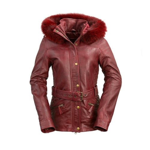 Elle Premium Women's Leather Jacket - Quilted Trench with Fox Fur Collar - Style Queenz