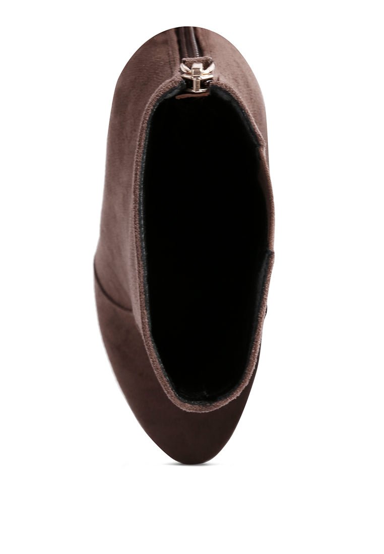 Espiree Microfiber High Heeled Ankle Boots - Rhinestone Women's Pointed Toe Boots - Style Queenz