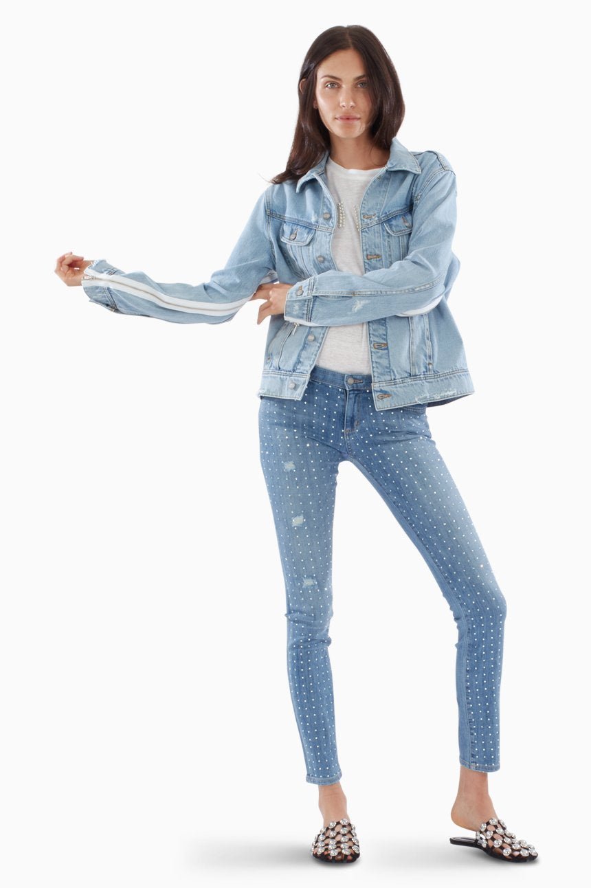 Evy Oversized Denim Jacket - Zipper Sleeve Detail in Thelma And Louise Wash - Style Queenz
