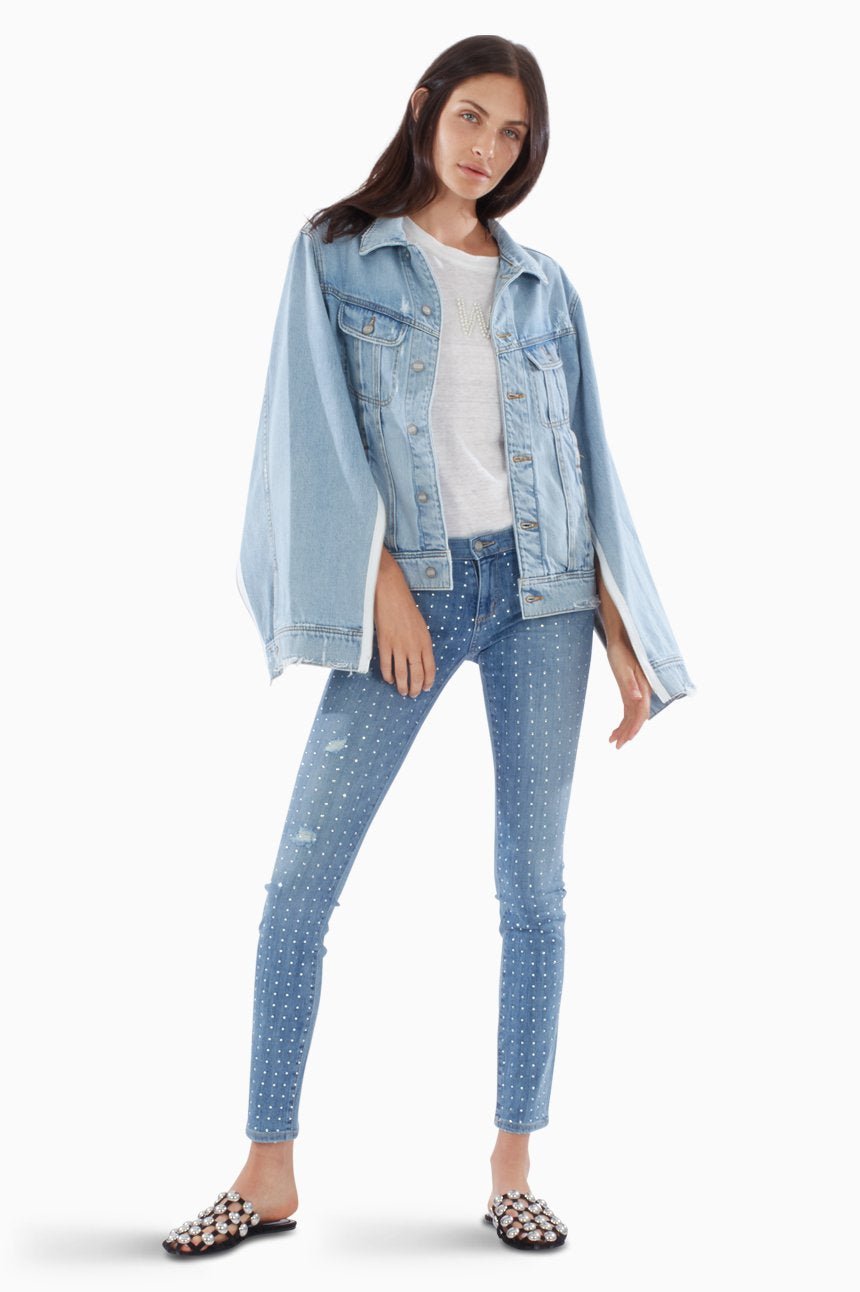 Evy Oversized Denim Jacket - Zipper Sleeve Detail in Thelma And Louise Wash - Style Queenz