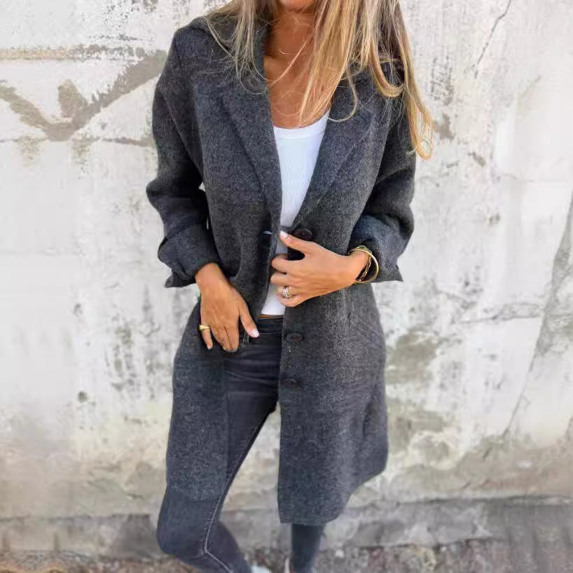 Women's Single Breasted Cardigan Coat with Pockets