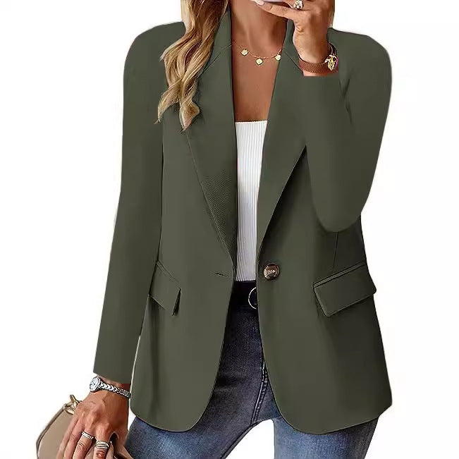 Women's Solid Color Blazer Jacket - Long Sleeve