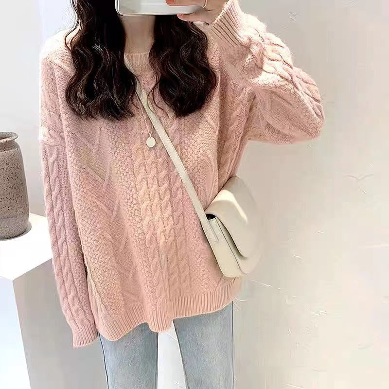Hemp Flower Knit Sweater - Retro Loose Fit