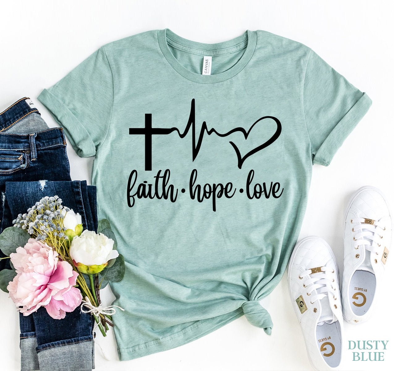 Faith Love Hope T-Shirt - Inspirational Christian Tee for Believers - Style Queenz
