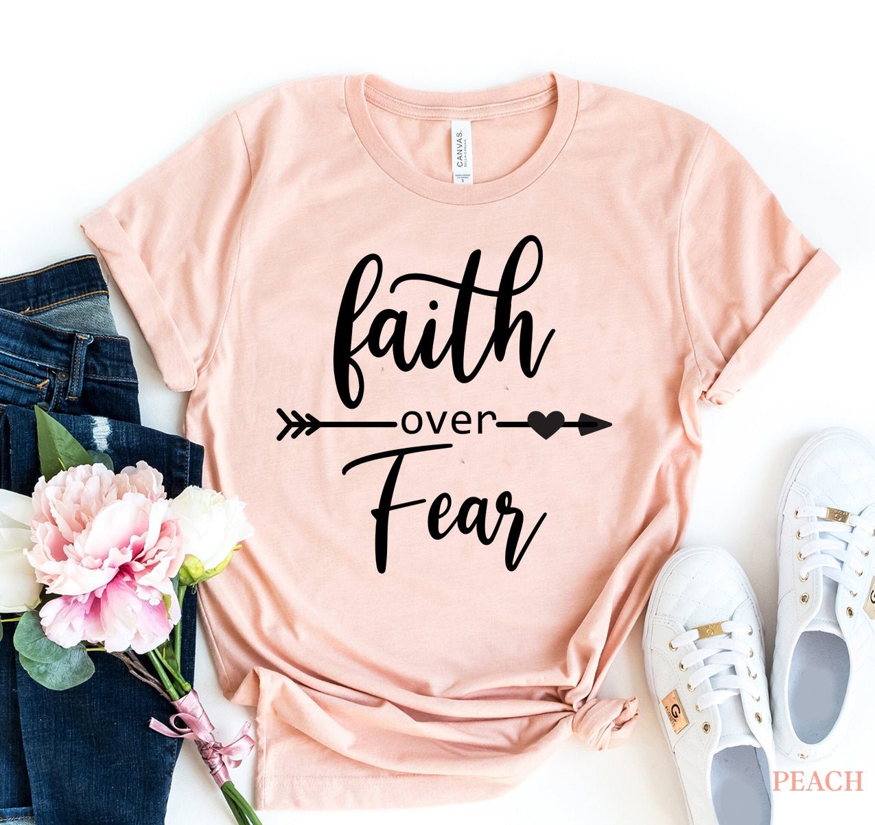 Faith Over Fear T-Shirt - Inspirational Motivational Tee for Women - Style Queenz