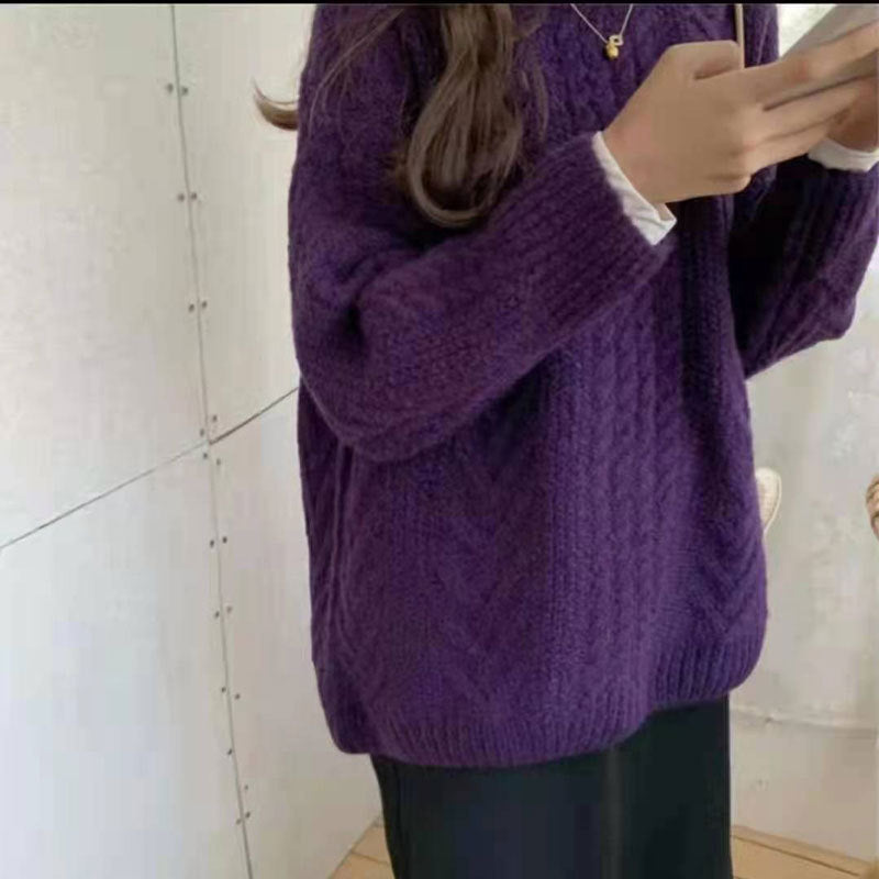 Hemp Flower Knit Sweater - Retro Loose Fit