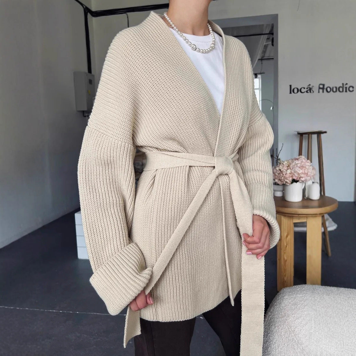Women's Belted Knitted Cardigan Jacket