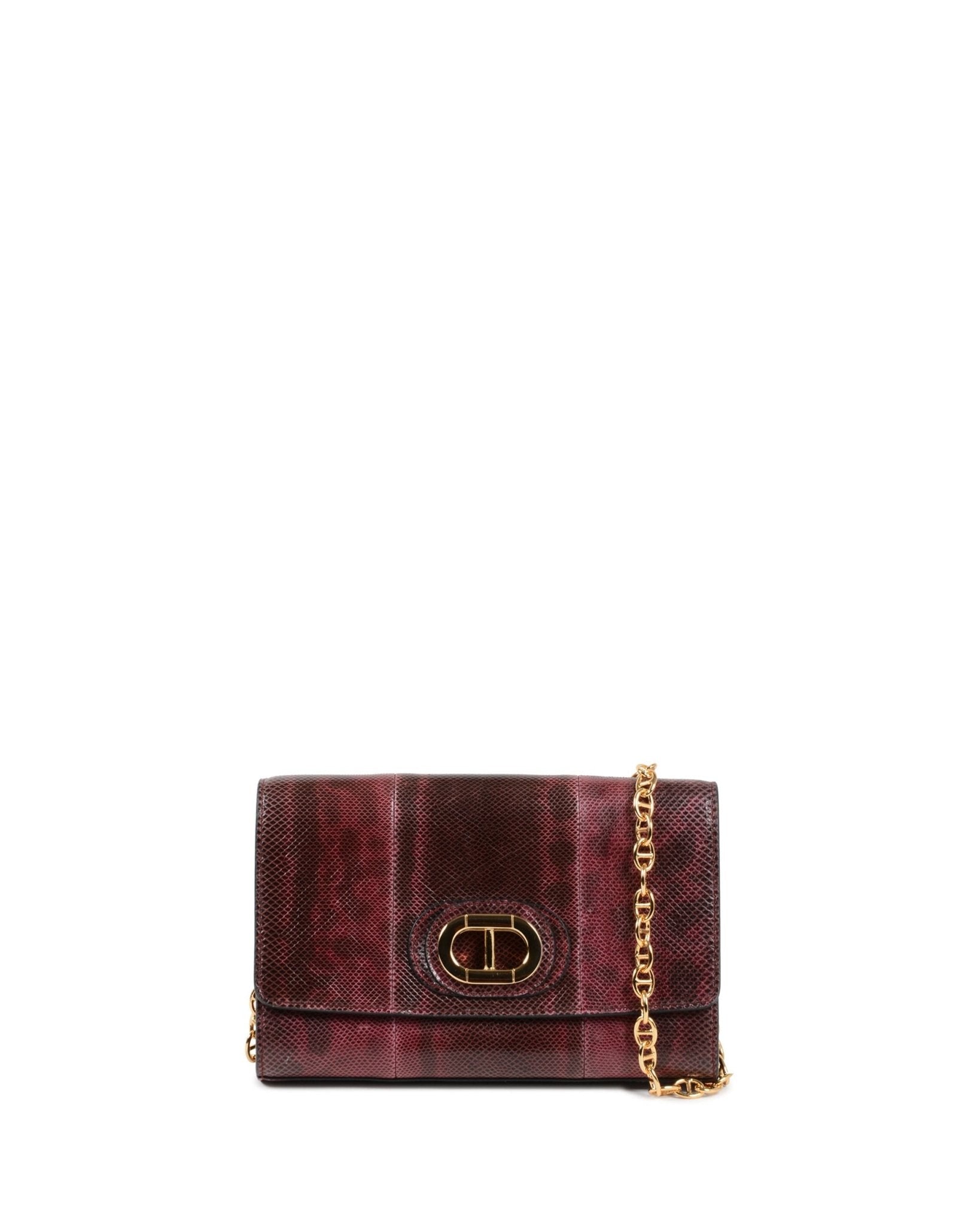 Firenze Python Clutch Bordeaux - Italian Luxury Designer Evening Bag - Style Queenz