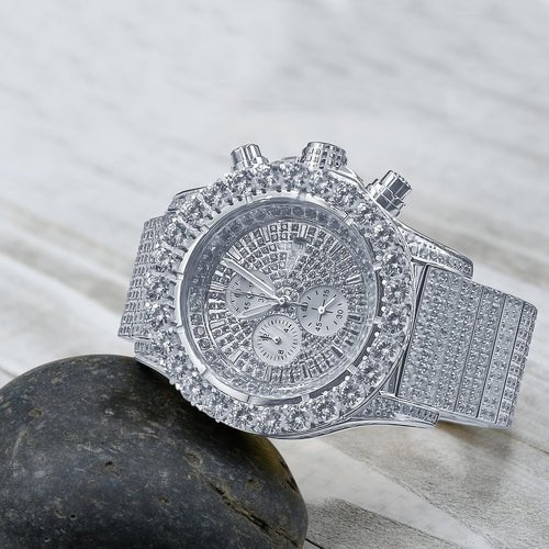 FORTE Steel CZ Watch - Water Resistant Luxury Timepiece | 48mm Miyota Movement - Style Queenz