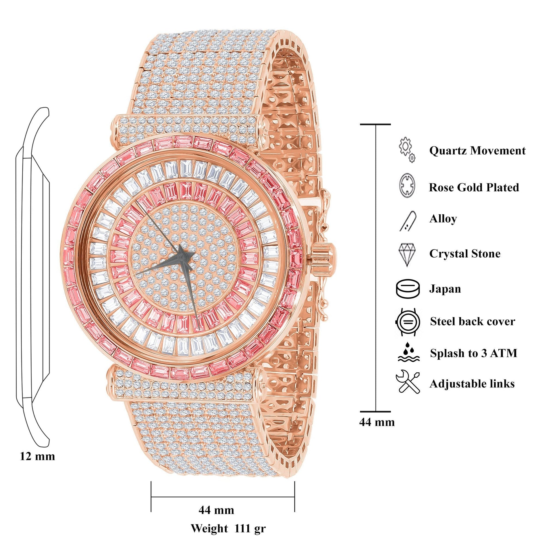 Foxy CZ Iced Out Watch - Luxury Rhodium Plated Timepiece with Cubic Zirconia - Style Queenz