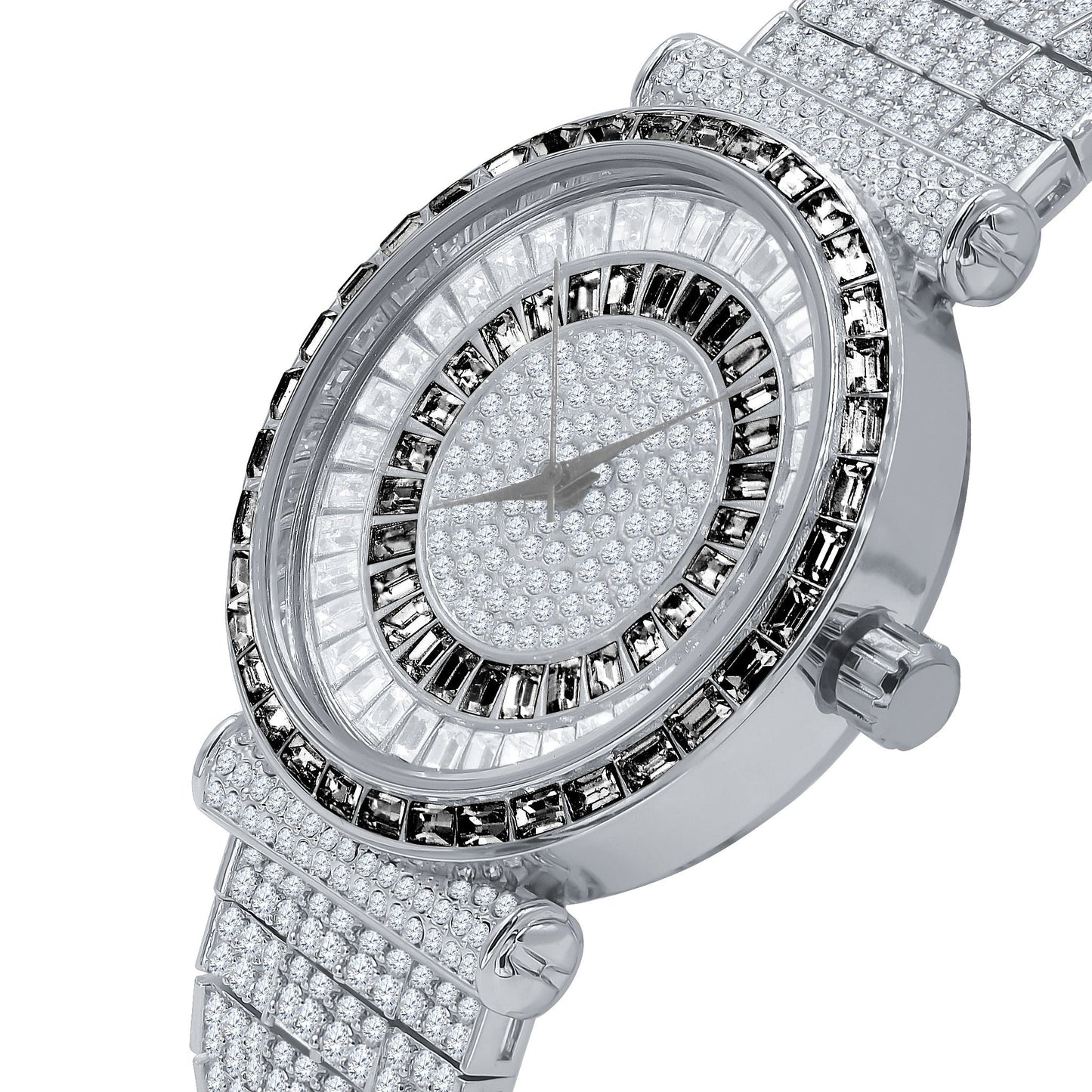 FOXY CZ Iced Out Watch - Rhodium Plated with Cubic Zirconia Stones - Style Queenz