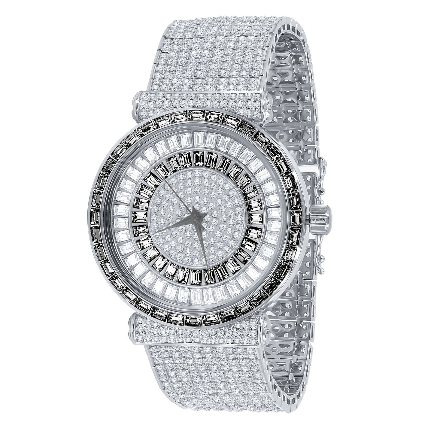 FOXY CZ Iced Out Watch - Rhodium Plated with Cubic Zirconia Stones - Style Queenz