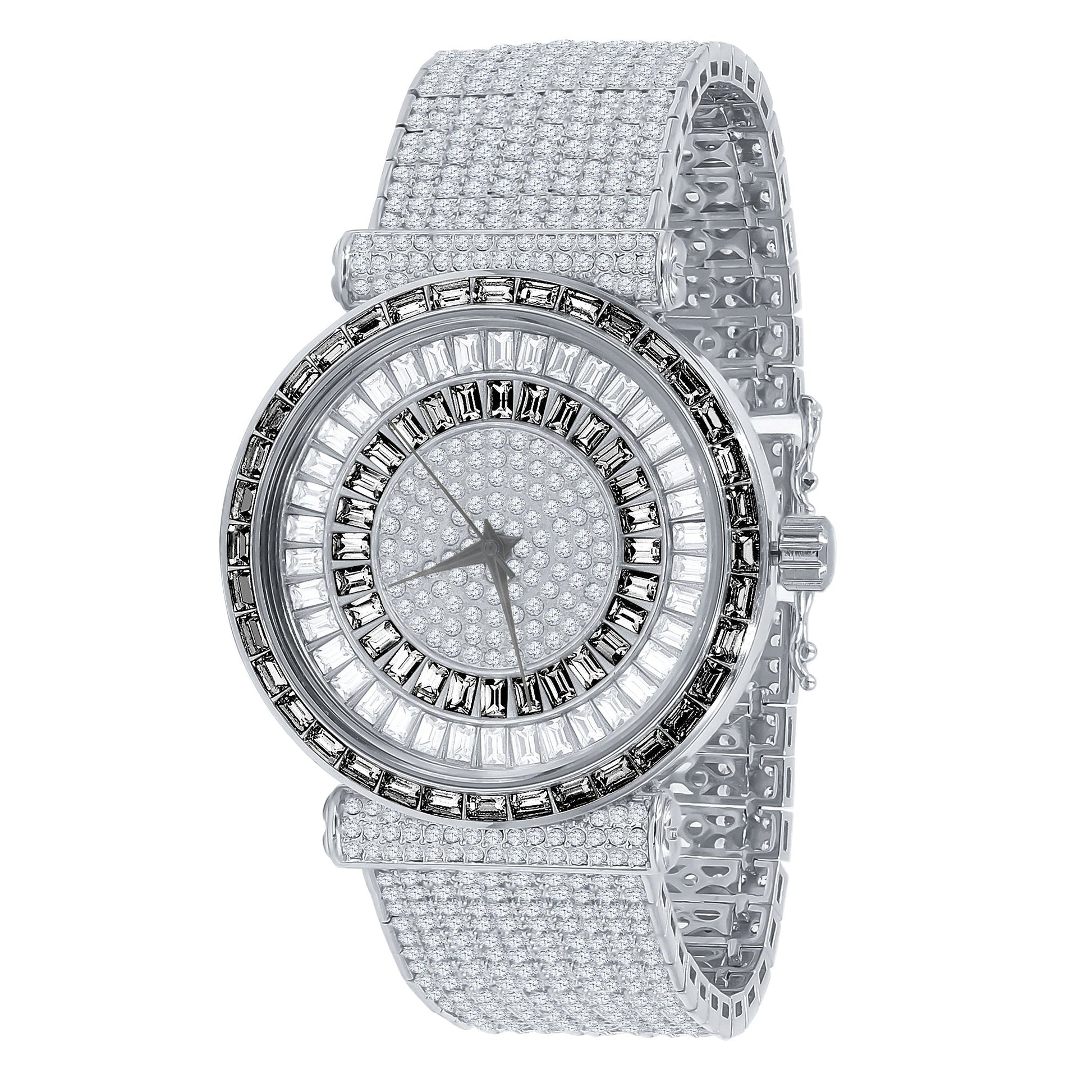FOXY CZ Iced Out Watch - Rhodium Plated with Cubic Zirconia Stones - Style Queenz