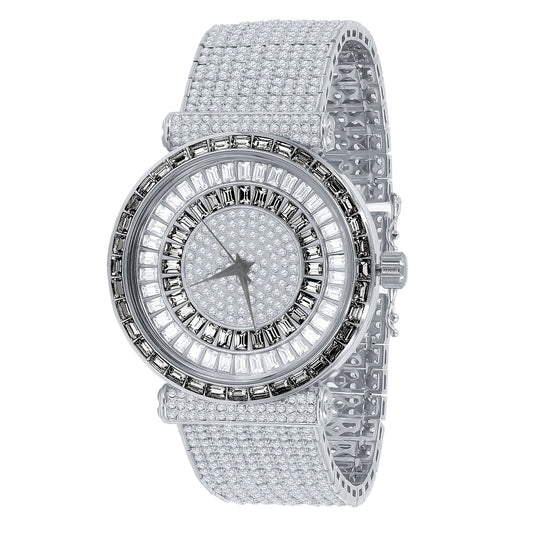 FOXY CZ Iced Out Watch - Rhodium Plated with Cubic Zirconia Stones - Style Queenz