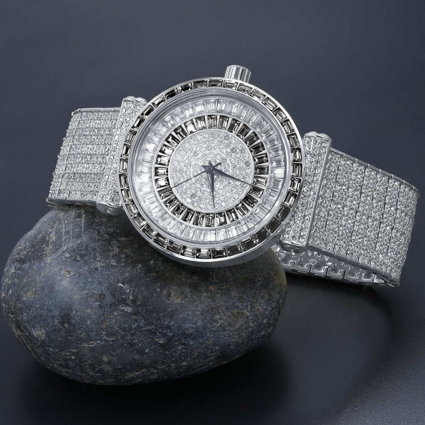FOXY CZ Iced Out Watch - Rhodium Plated with Cubic Zirconia Stones - Style Queenz