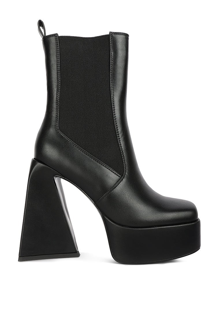 Frosty Platform Chelsea Boots - High Block Heel with Elasticated Gussets - Style Queenz