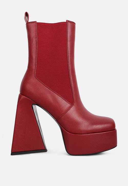 Frosty Platform Chelsea Boots - High Block Heel with Elasticated Gussets - Style Queenz