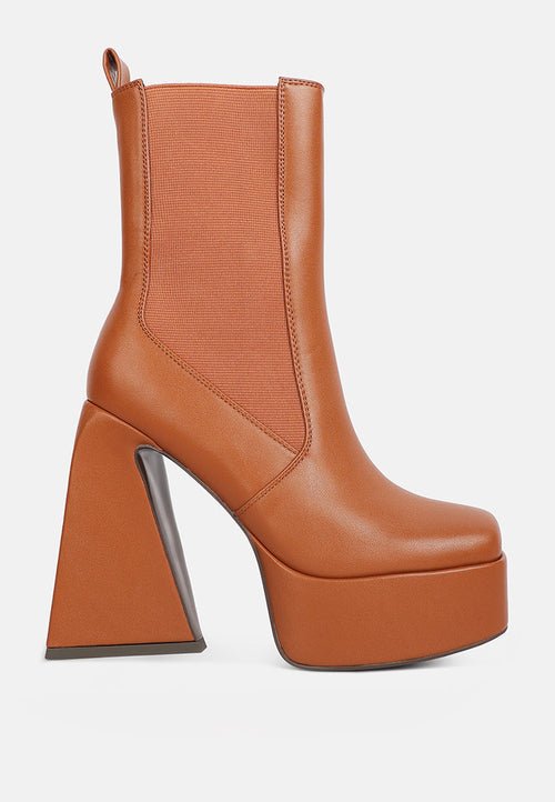 Frosty Platform Chelsea Boots - High Block Heel with Elasticated Gussets - Style Queenz