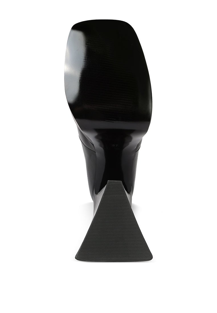 Frosty Platform Chelsea Boots - High Block Heel with Elasticated Gussets - Style Queenz