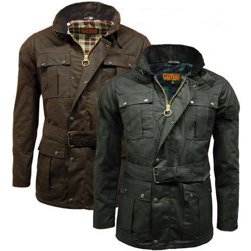 Two jackets, one brown and one green, on a white background