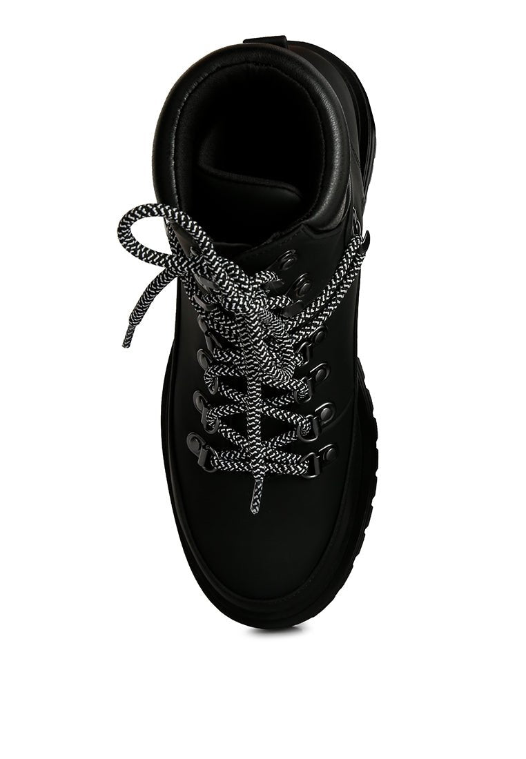 Goliath Chunky Biker Boots - Lace Up Platform Combat Boots with Lug Soles - Style Queenz