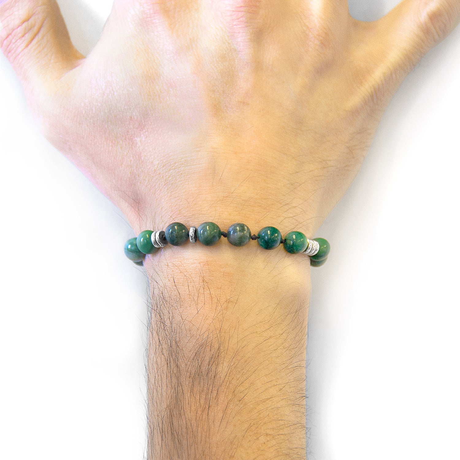 Green Jade Agaya Macrame Bracelet - Handcrafted Sterling Silver Beaded Jewelry - Style Queenz