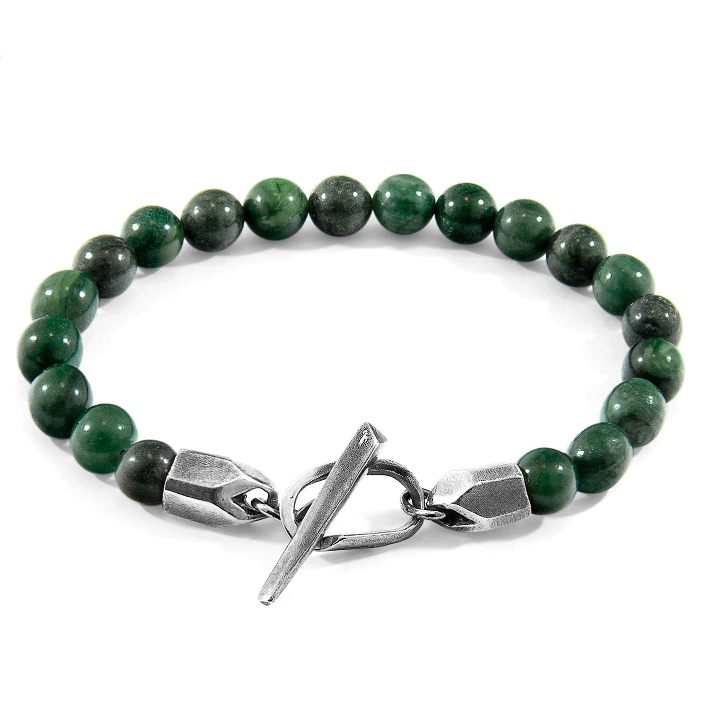 Green Jade Tinago Silver Stone Beaded Bracelet - Handcrafted British Jewelry - Style Queenz