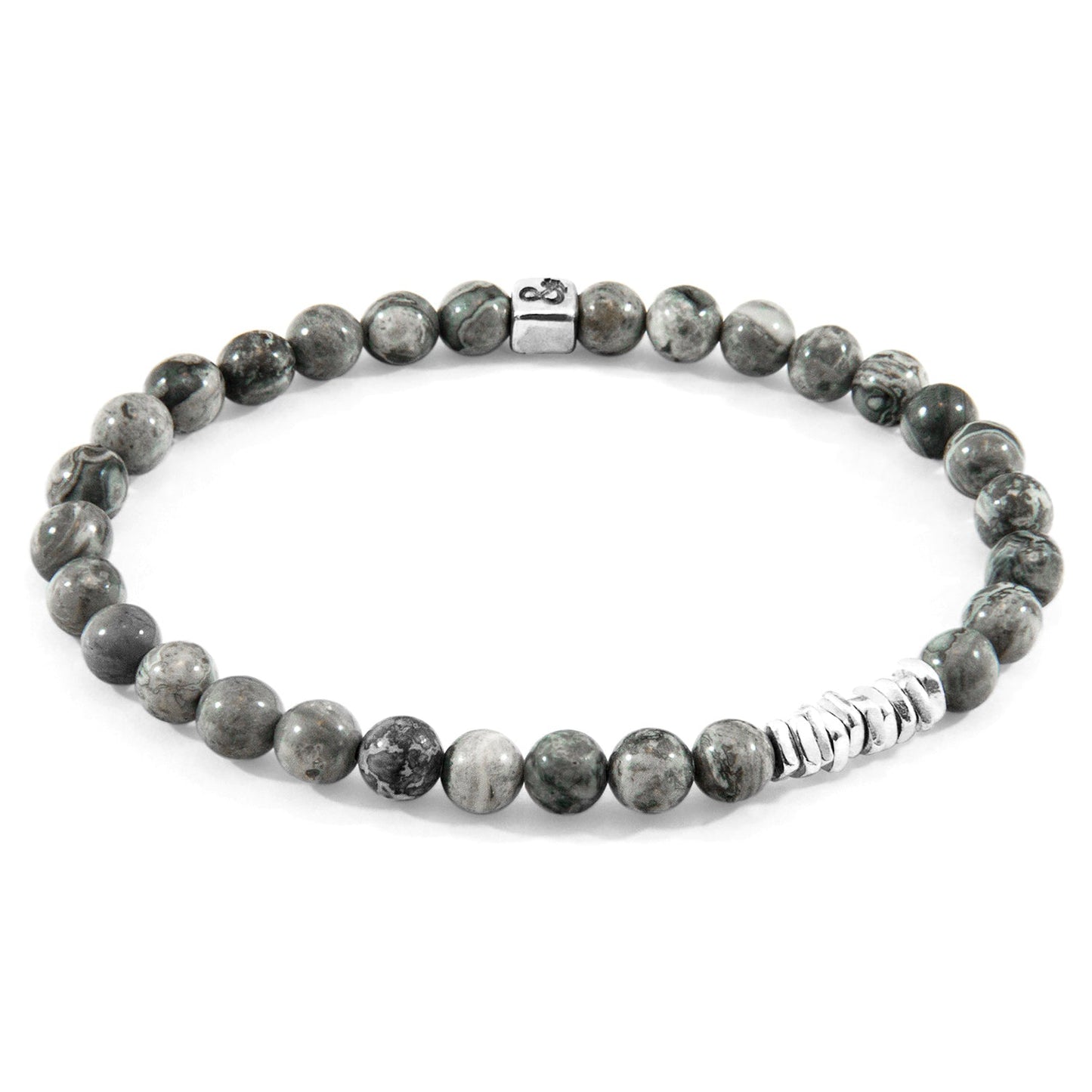Grey Jasper Atrato Bracelet - Sterling Silver Disc Beaded Jewelry - Style Queenz