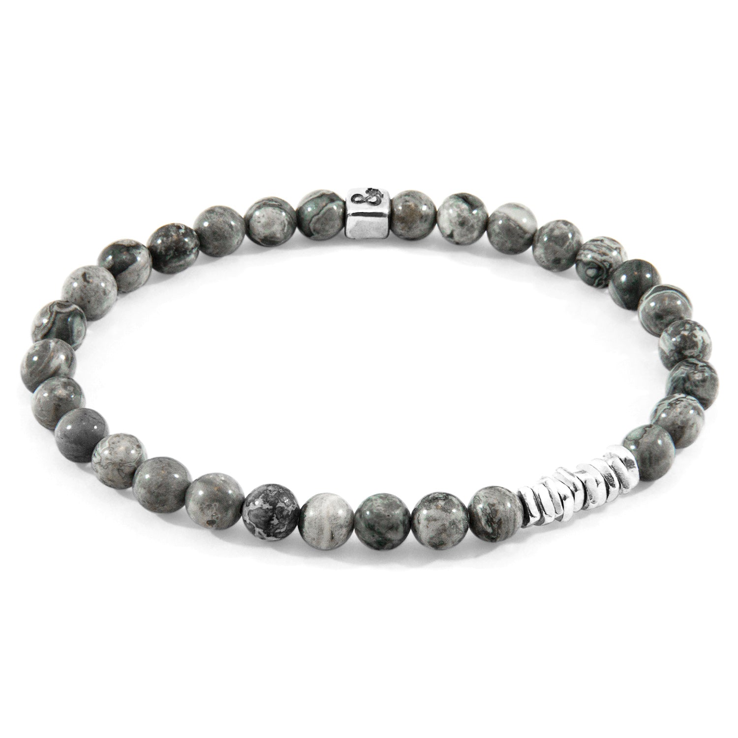 Grey Jasper Atrato Bracelet - Sterling Silver Disc Beaded Jewelry - Style Queenz