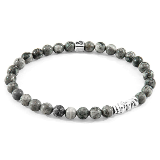 Grey Jasper Atrato Bracelet - Sterling Silver Disc Beaded Jewelry - Style Queenz
