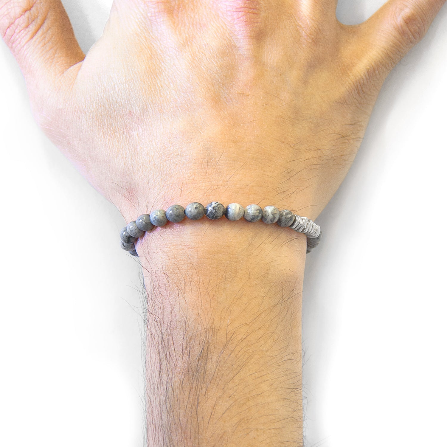 Grey Jasper Atrato Bracelet - Sterling Silver Disc Beaded Jewelry - Style Queenz