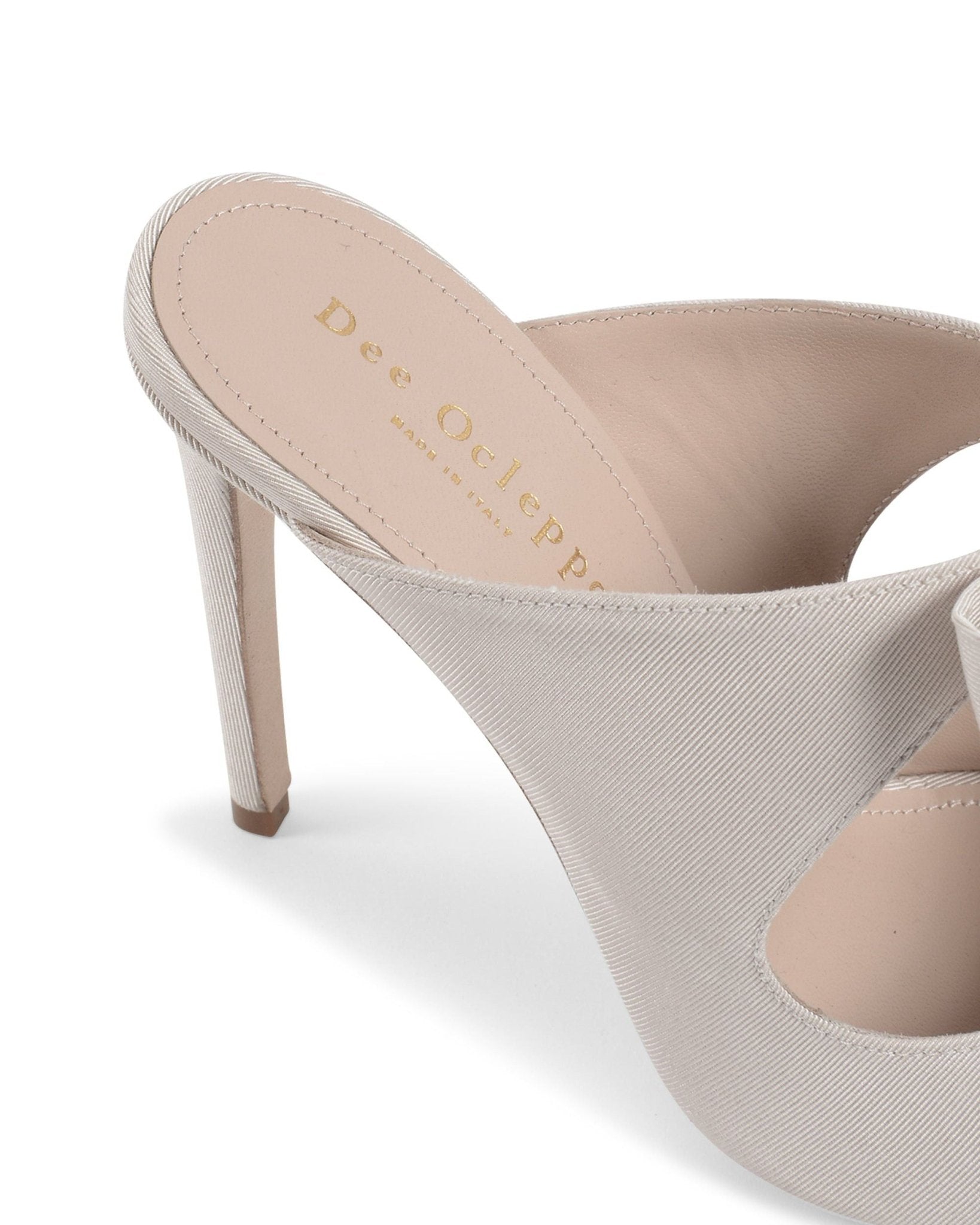 Helen High Mule Sand - Italian Grosgrain Designer Heels 9cm with Gold Logo - Style Queenz
