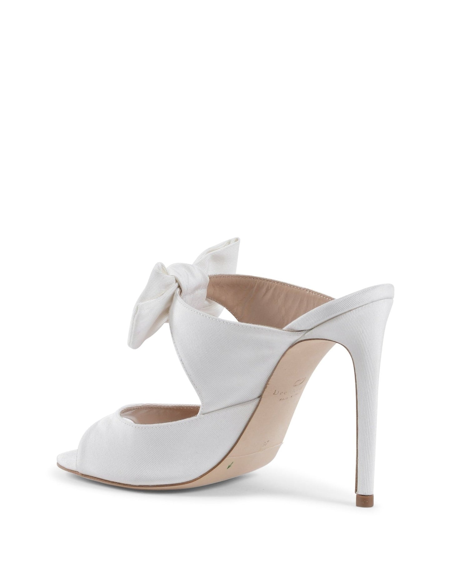 Helen High Mule White - Italian Grosgrain Designer Heels 9cm with Gold Logo - Style Queenz