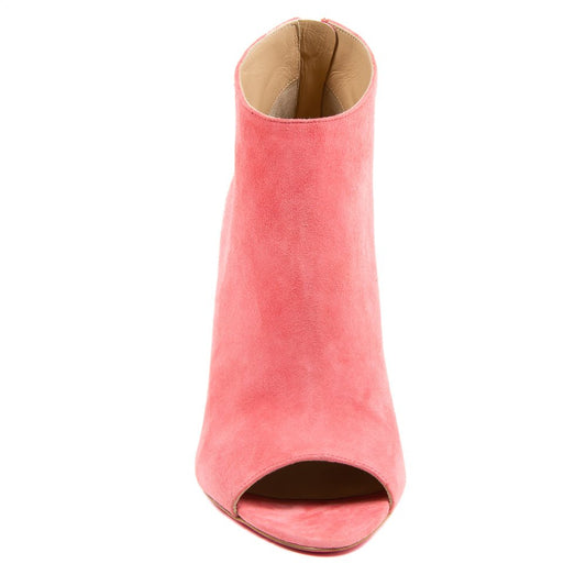 Here Comes Trouble Ankle - Italian Suede Peep Toe Bootie with 10.5cm Stiletto Heel - Style Queenz