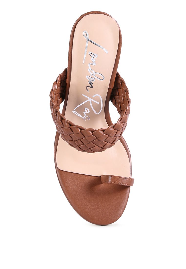 High Perks Woven Strap Toe Ring Sandals - Pointed High Heel Sandals - Style Queenz