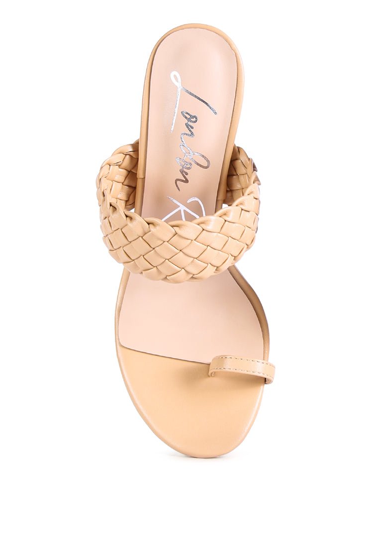 High Perks Woven Strap Toe Ring Sandals - Pointed High Heel Sandals - Style Queenz