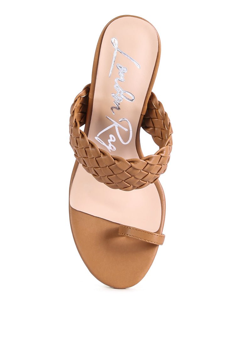 High Perks Woven Strap Toe Ring Sandals - Pointed High Heel Sandals - Style Queenz