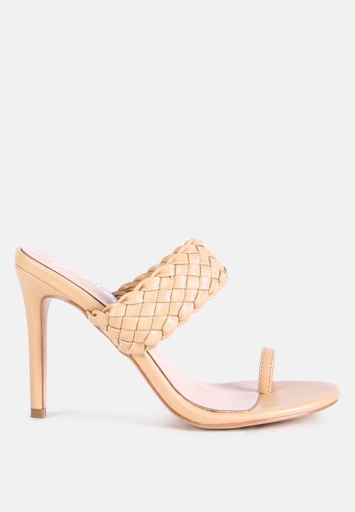 High Perks Woven Strap Toe Ring Sandals - Pointed High Heel Sandals - Style Queenz