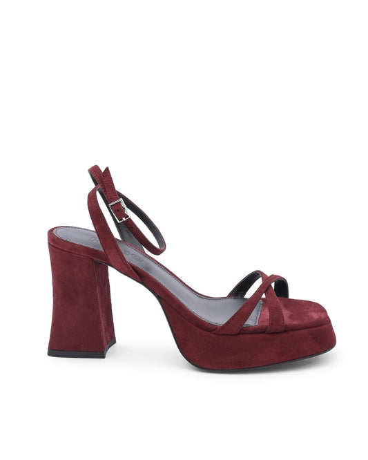 Hugo Boss Women's Dark Red Heeled Sandals - Premium Goat Leather 10cm Heel - Style Queenz