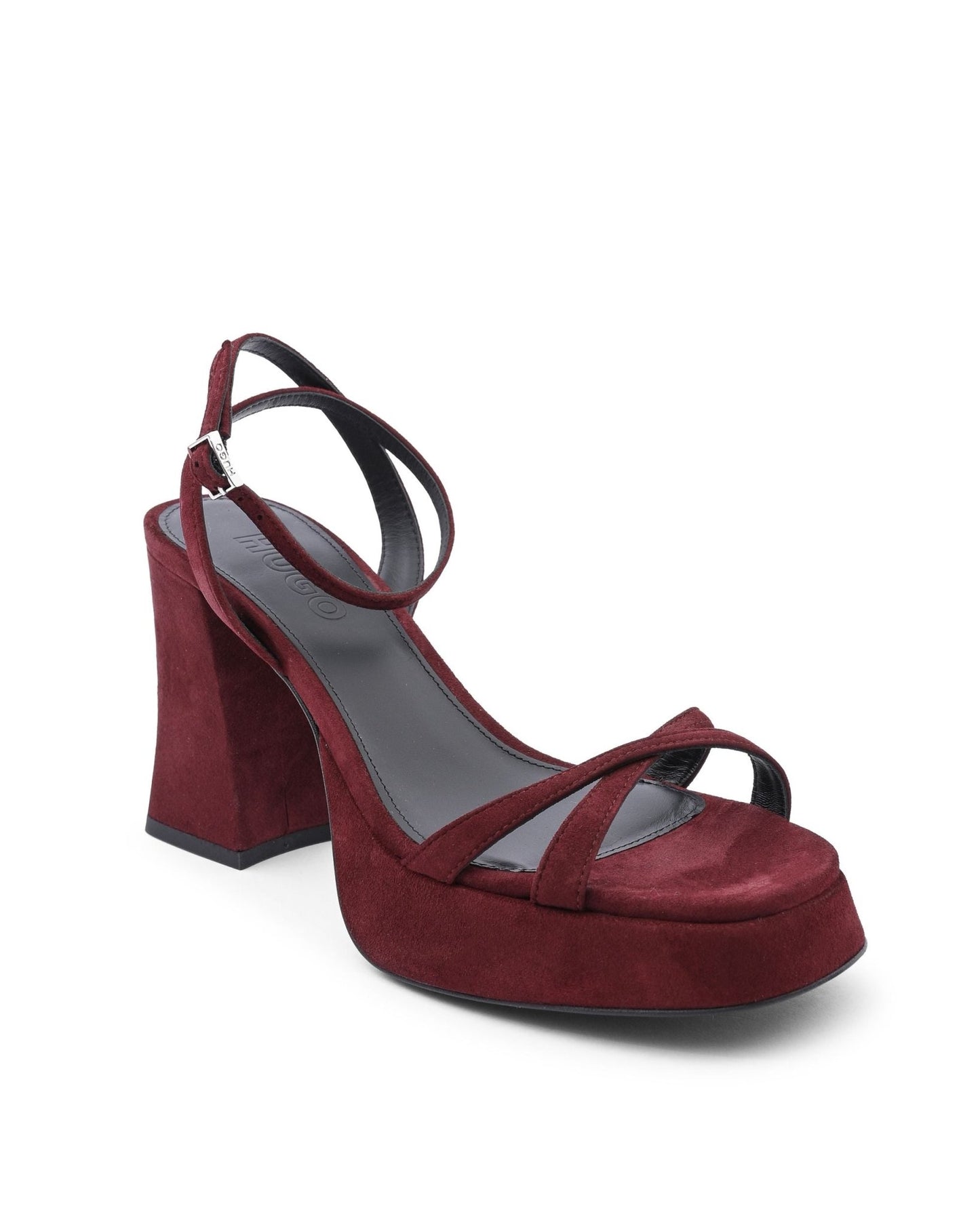 Hugo Boss Women's Dark Red Heeled Sandals - Premium Goat Leather 10cm Heel - Style Queenz