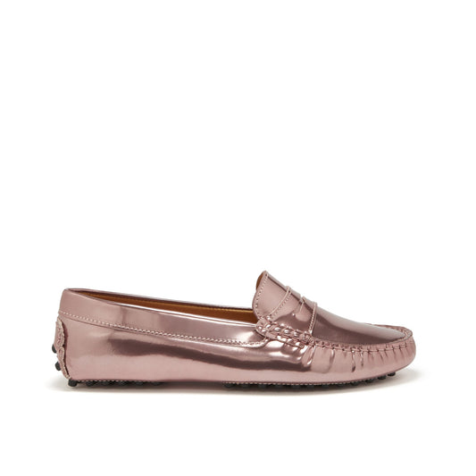 Rose Gold Patent Leather Penny Loafers - Women's