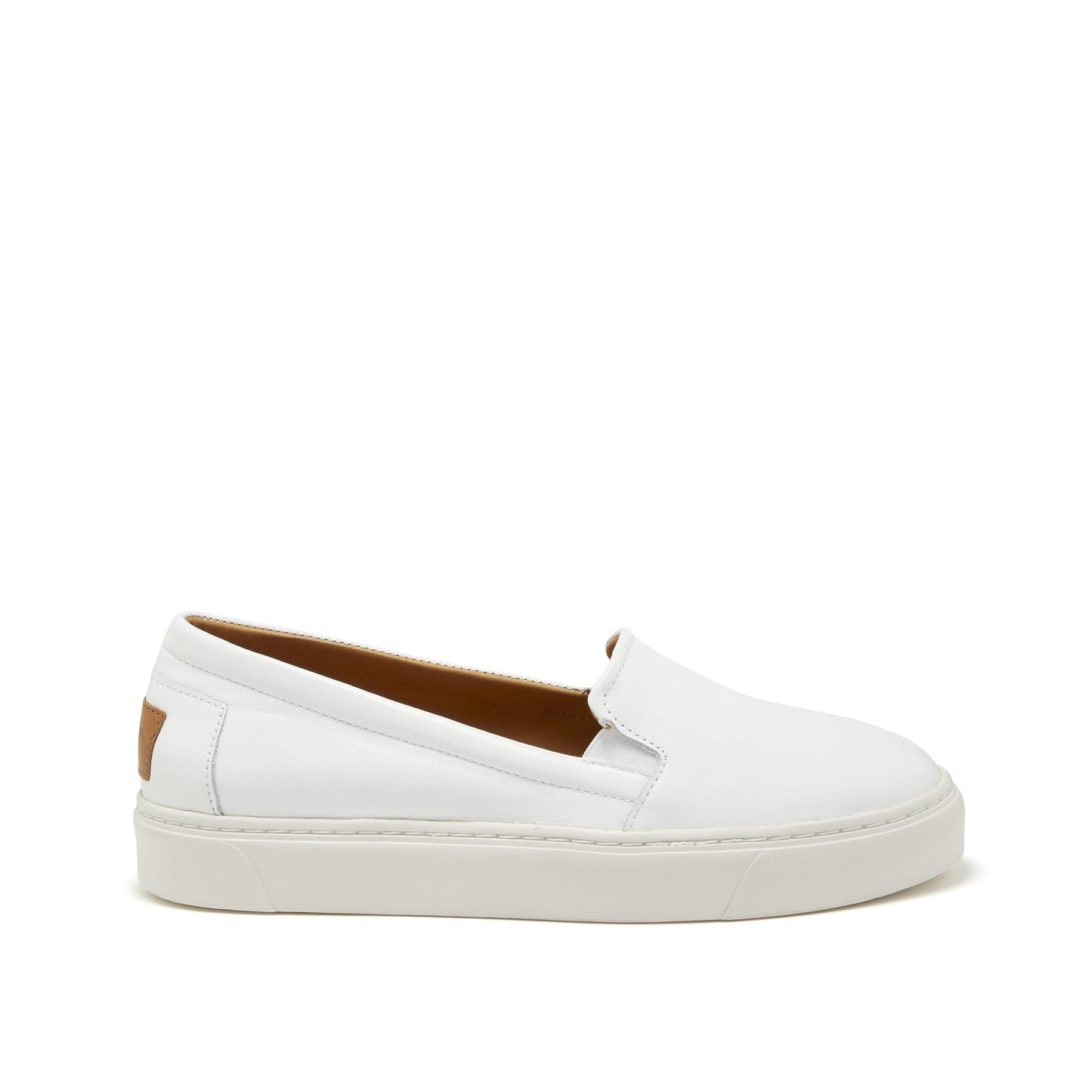 White Leather Slip-On Sneakers - Women's Vibram Sole