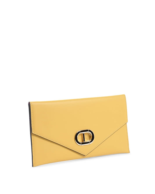 Italian Yellow Leather Envelope Clutch - Premium Ruga Leather Designer Handbag - Style Queenz