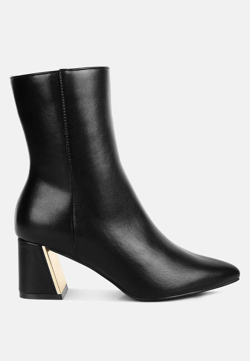 Kaira High Ankle Boots - Metallic Accent Heel Block Boots for Women - Style Queenz